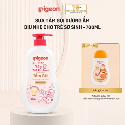 Sữa tắm gội Pigeon dưỡng ẩm làm dịu da Sakura cho bé sơ sinh mềm mại an toàn cho da chính hãng