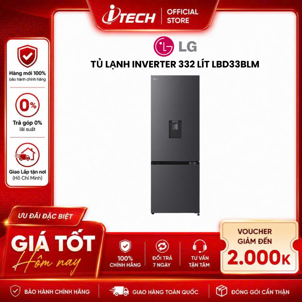 LBD33BLM - Tủ lạnh LG Inverter 332 lít LBD33BLM - Hàng chính hãng