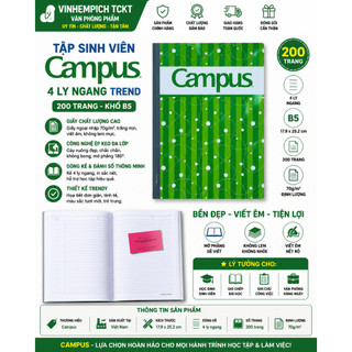 Tập sinh viên 4 ly ngang campus trend 200 trang