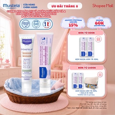 Combo Kem Làm Dịu và Ngăn Ngừa Hăm Tã & Kem Phục Hồi Cho Trẻ Sơ Sinh & Em Bé Mustela 50ml
