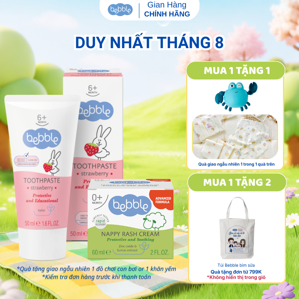 COMBO Kem hăm tã Bebble 60ml + Kem đánh răng Bebble hương chuối 50g