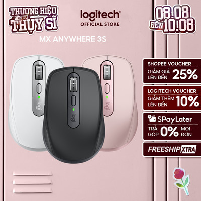 Chuột không dây Logitech MX Anywhere 3S Quiet Clicks - Cuộn nhanh, 8000DPI, Sạc USB C, Bluetooth