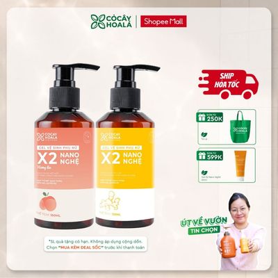 Dung Dịch Vệ Sinh Phụ Nữ Gel x2 Nano Nghệ 150ml Làm Sạch Dịu Nhẹ Tặng Kèm Túi Vải