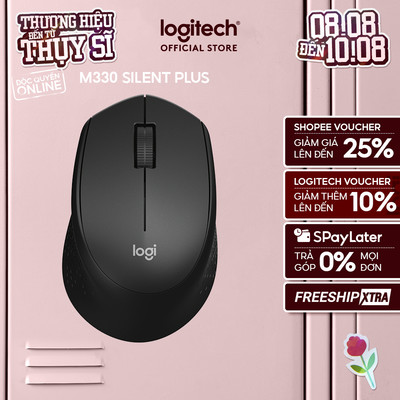 Chuột không dây Logitech M330 Silent Plus - Giảm ồn, USB, thuận tay phải, PC/ Laptop