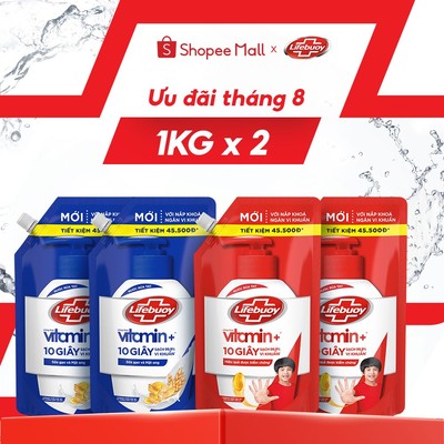 Combo 2 Túi Nước Rửa Tay Lifebuoy Vitamin+ 1kg/túi