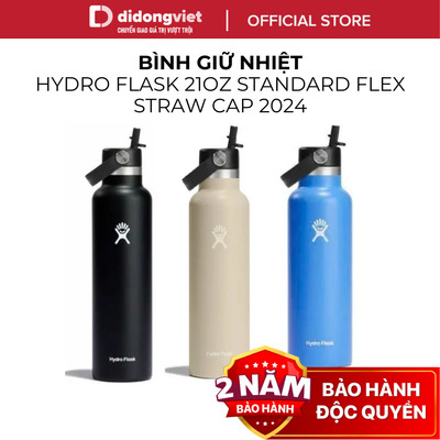 Bình Giữ Nhiệt Hydro Flask 21 OZ Standard Flex Straw Cap 2024 - Cao Cấp, An Toàn Cho Sức Khỏe - Hàng Chính Hãng