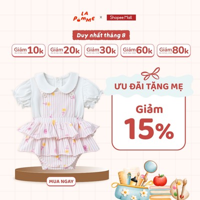 Set yếm và áo La Pomme ngày hội bóng bay - Sợi Bamboo Cotton mềm mại, hỗ trợ kháng khuẩn – Bé gái - 6M - 18M