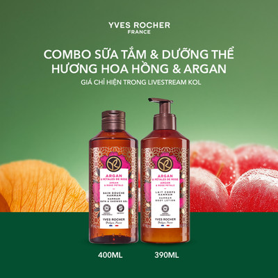 [KOL] Combo sữa tắm và sữa dưỡng thể hương hoa hồng & Argan Yves Rocher 400mlx390ml