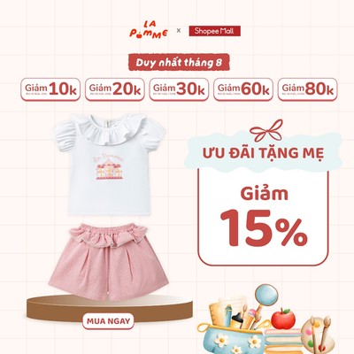 Bộ cộc tay La Pomme cổ bèo vòng quay cổ tích - Sợi Bamboo Cotton mềm mại, hỗ trợ kháng khuẩn – Bé gái - 6M - 5Y
