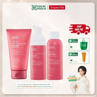 [HỎA TỐC] [LIVE KOL] Combo Mặt Nạ Tẩy Da Chết 2in1, Sữa Rửa Mặt, Toner Cỏ Cây Hoa Lá Đậu Đỏ Giúp Dưỡng Sáng, Ngừa Mụn