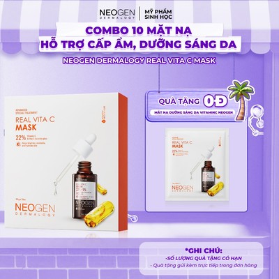 Combo 10 Mặt Nạ Serum x3 Dưỡng Trắng Mờ Thâm Neogen Real Vita C 22% Mask 28g