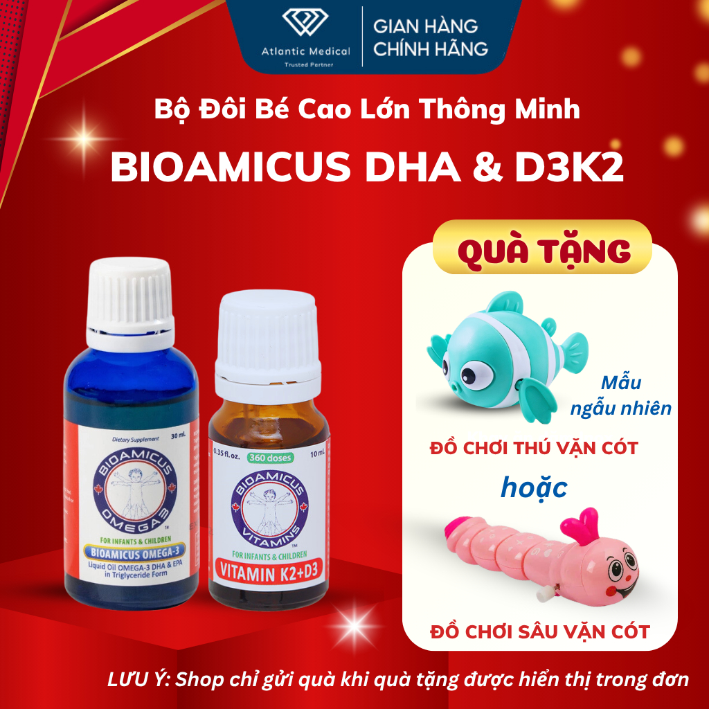 Bộ Đôi Bioamicus Bé Cao Lớn Thông Minh - Bioamicus D3K2 & Bioamicus Omega-3
