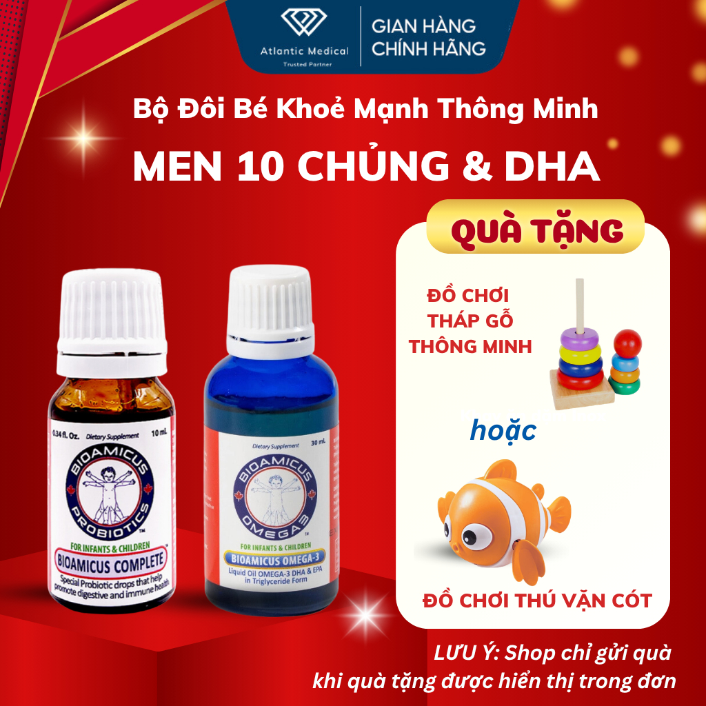 Bộ Đôi BioAmicus Bé Khoẻ Mạnh, Thông Minh - Men Vi Sinh Bioamicus Complete, Bioamicus Omega-3 DHA