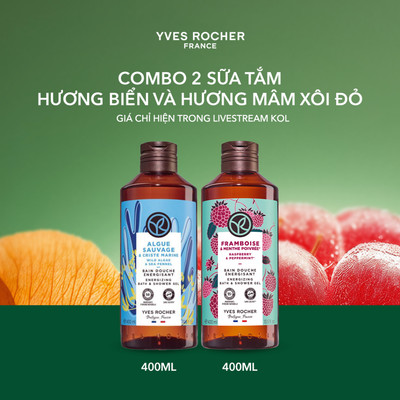 [KOL] Combo 2 sữa tắm hương mâm xôi đỏ và hương biển Yves Rocher 400mlx2
