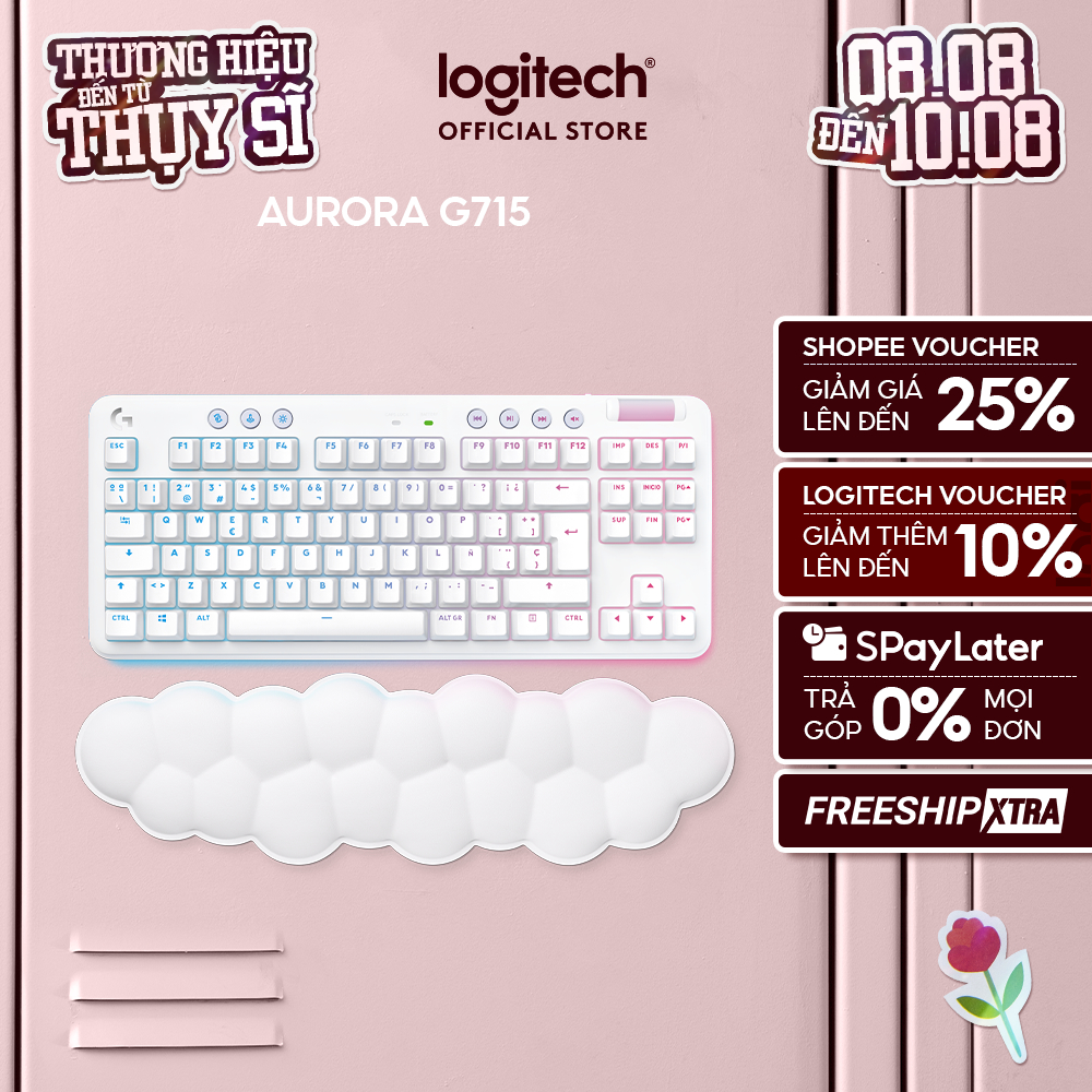 Bàn phím cơ gaming Logitech G715 TKL Aurora - Bluetooth & Lightspeed RGB 2 switch