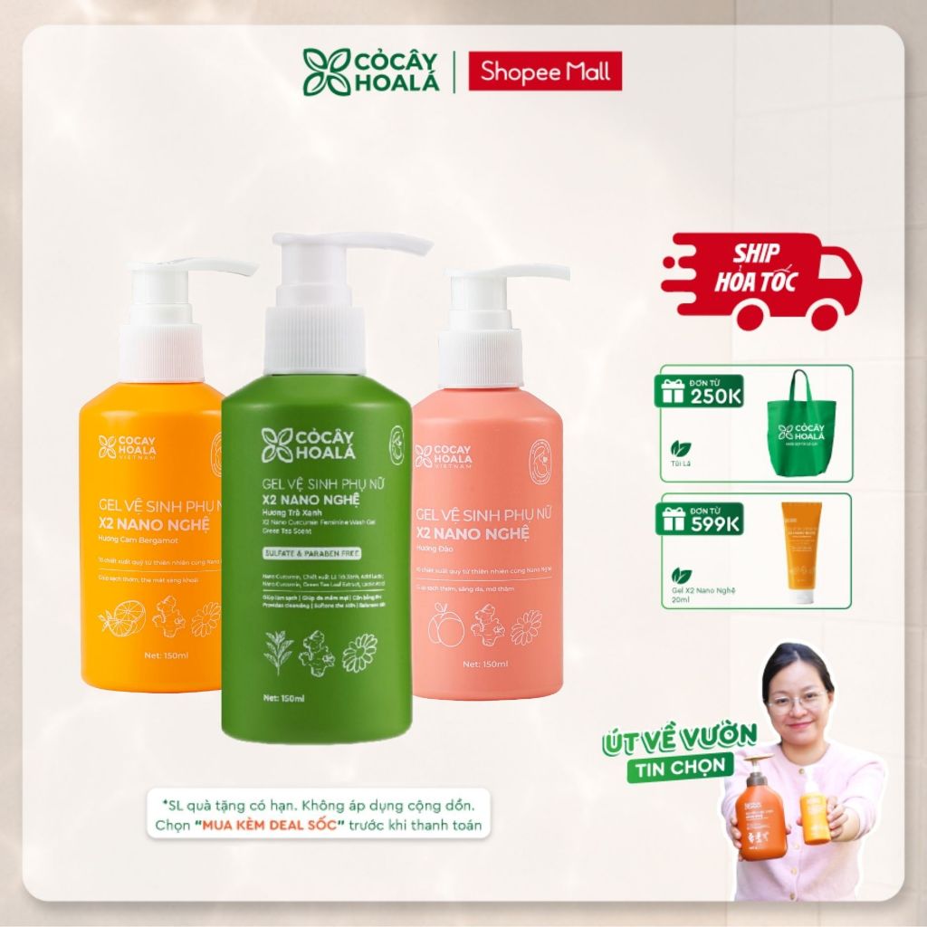 [HỎA TỐC] [LIVE KOL] Dung Dịch Vệ Sinh Cỏ Cây Hoa Lá Gel x2 Nano Nghệ Phiên Bản Mới 150ml