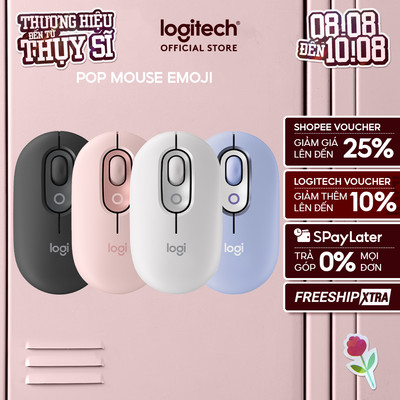 Chuột không dây bluetooth Logitech POP Mouse - Emoji tùy chỉnh, SilentTouch giảm ồn
