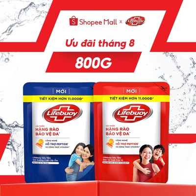 Sữa Tắm Lifebuoy Sạch Khuẩn Bảo Vệ Khỏi 99.9% Vi Khuẩn Chứa Ion Bạc+ Hỗ Trợ Cùng Đề Kháng Da Tự Nhiên 800G