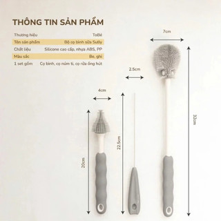 Cọ rửa bình sữa Sully Tobe cao cấp silicon 3 trong 1 - hanzo2009
