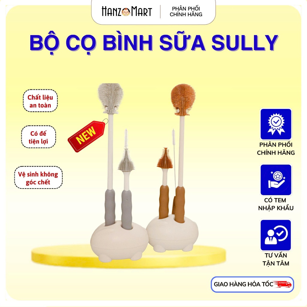 Cọ rửa bình sữa Sully Tobe cao cấp silicon 3 trong 1 - hanzo2009