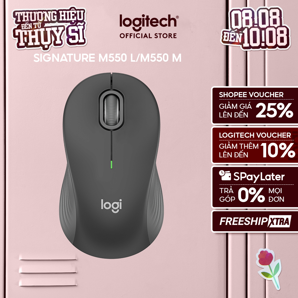 Chuột không dây Bluetooth Logitech M550 Signature - SmartWheel, giảm ồn, 4000DPI, Đa thiết bị