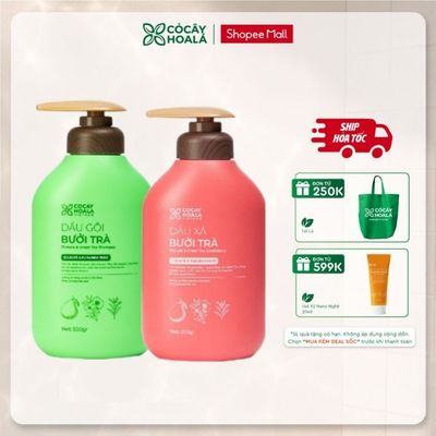 [HỎA TỐC] Combo Dầu Gội Xả Thảo Dược Cỏ Cây Hoa Lá Bưởi Trà Phục Hồi Tóc Hư Tổn 500g