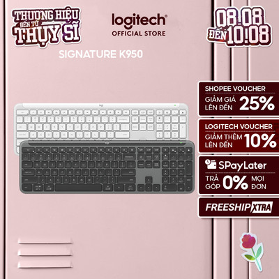 Bàn phím không dây Logitech K950 Signature Slim - Kết nối đa thiết bị, Gõ yên tĩnh, Bluetooth