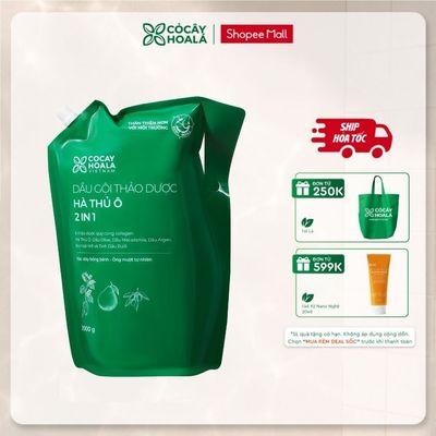 [HỎA TỐC] Dầu Gội Thảo Dược Cỏ Cây Hoa Lá Hà Thủ Ô 2in1 Giúp Giảm Gãy Rụng, Dưỡng Tóc Đen Mượt Túi Refill 2000g
