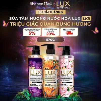 Sữa Tắm Lux Botanical Hương Nước Hoa Cao Cấp Sáng Mịn Rạng Ngời 570G (562ML)