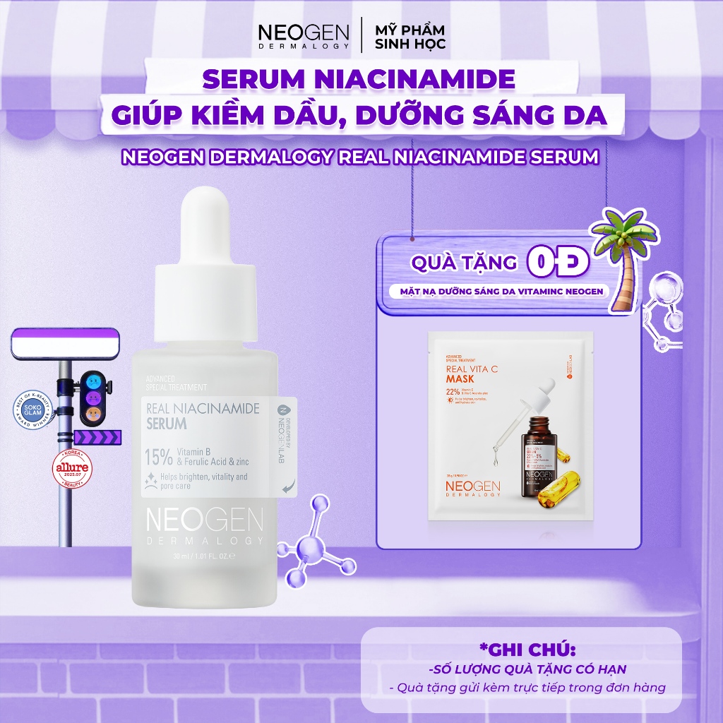 Serum 15% Niacinamide Sinh Học Kiềm Dầu Giảm Mụn Dưỡng Sáng Da Neogen Dermalogy Real Niacinamide Fir