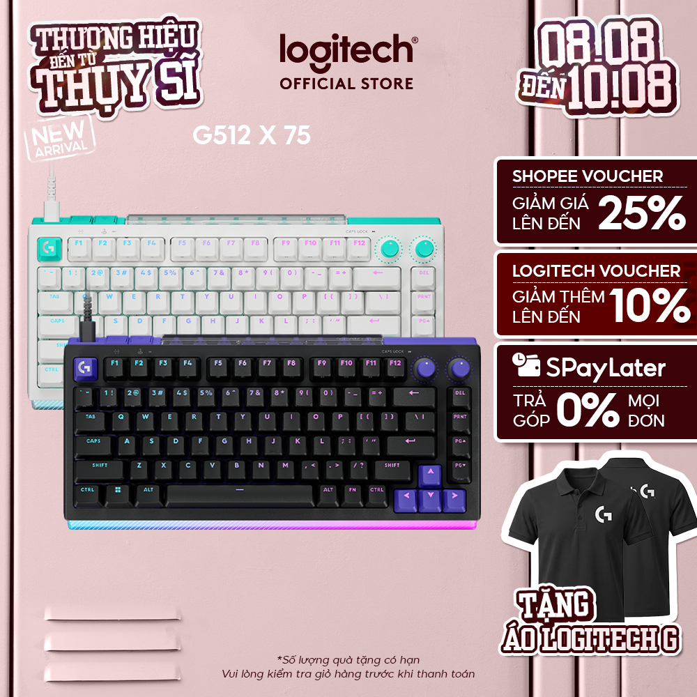 Bàn Phím Cơ Gaming có dây Logitech G512 X 75 DUAL SWAP - Analog TMR, tần số 8K, Tùy chỉnh 0.1-4mm, R