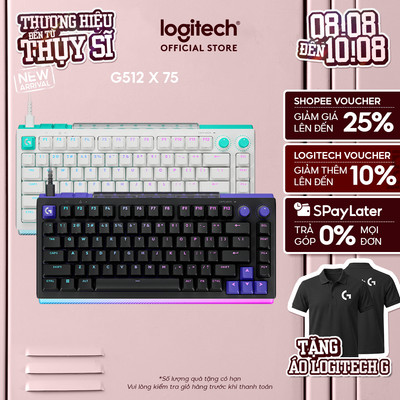 Bàn Phím Cơ Gaming có dây Logitech G512 X 75 DUAL SWAP - Analog TMR, tần số 8K, Tùy chỉnh 0.1-4mm, Rapid Trigger