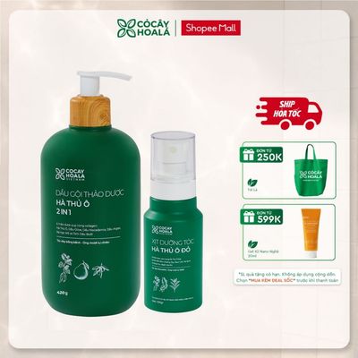[HỎA TỐC] COMBO Dầu Gội Thảo Dược Cỏ Cây Hoa Lá Hà Thủ Ô 2in1 420g & Xịt Tóc Hà Thủ Ô Giúp Tóc Trông Dày, Bồng Bềnh