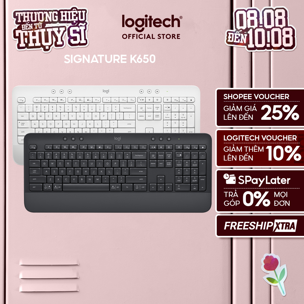 Bàn Phím Không Dây Logitech Signature K650 - Bàn phím số phụ, gác tay tích hợp, Bluetooth & USB Bolt