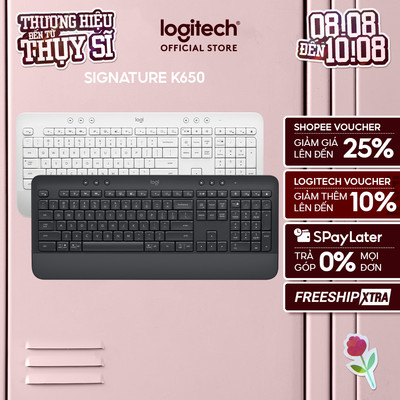 Bàn Phím Không Dây Logitech Signature K650 - Bàn phím số phụ, gác tay tích hợp, Bluetooth & USB Bolt