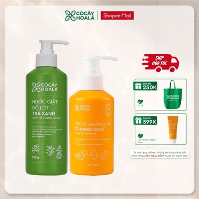 [HỎA TỐC] COMBO Dung Dịch Vệ Sinh x2 Nano Nghệ 150ml Phiên Bản Mới + Nước Giặt Đồ Lót Trà Xanh Cỏ Cây Hoa Lá 350gr