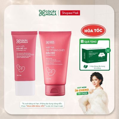 [HỎA TỐC] Combo Mặt Nạ Tẩy Da Chết Đậu Đỏ 150g & Kem Lười Chống Nắng Đậu Đỏ 2in1 25g Cỏ Cây Hoa Lá