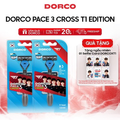 [Tặng Selfie Card] 2 Bộ Dao Cạo Hàn Quốc 3 Lưỡi DORCO PACE 3 CROSS T1 Edition - 2x(PRM)TRC1004(3+1)-B T1