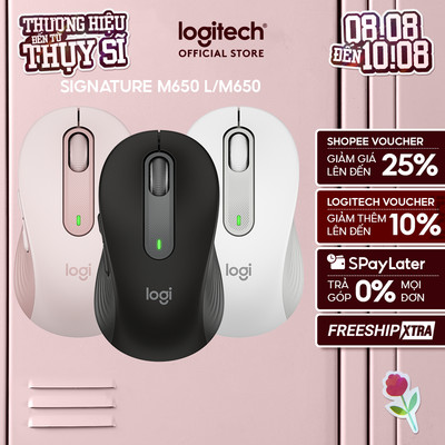 Chuột không dây bluetooth Logitech Signature M650 - SmartWheel, giảm ồn, tùy chỉnh các nút