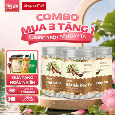 Combo 3 Hũ Bột Sắn Dây Lạc Yên Foods Kèm Quà Tặng Túi Vải Lạc Yên