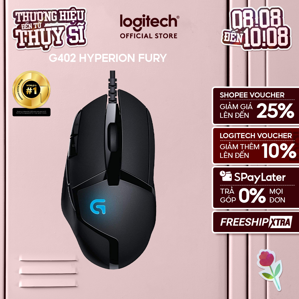 Chuột gaming có dây Logitech G402 Hyperion Fury FPS - Theo dõi tốc độ cao 8 nút lập trình