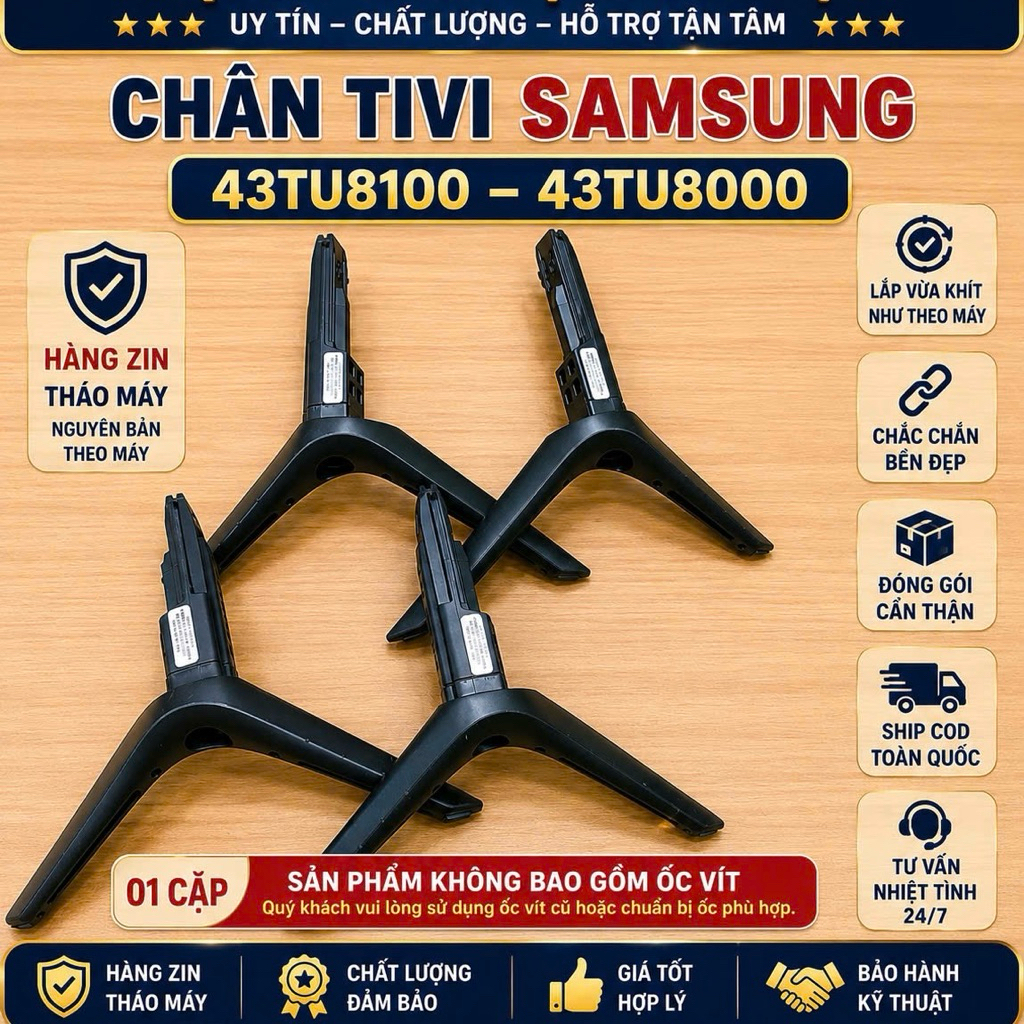 Cặp chân Tivi SS 43TU8000, 43TU8100 - hàng tháo máy, chính hãng