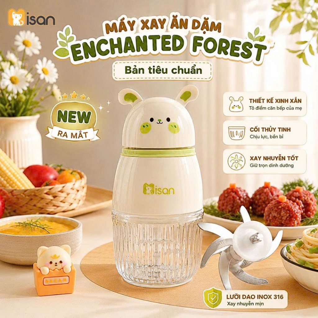 Máy xay ăn dặm Enchanted Forest Misan bản tiêu chuẩn, xay đồ ăn dặm cho bé nhuyễn mịn nhanh chóng