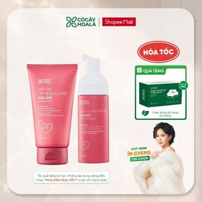 [HỎA TỐC] Combo Sữa Rửa Mặt, Toner, Tẩy Tế Bào Chết Đậu Đỏ Làm Sạch Dưỡng Sáng Da