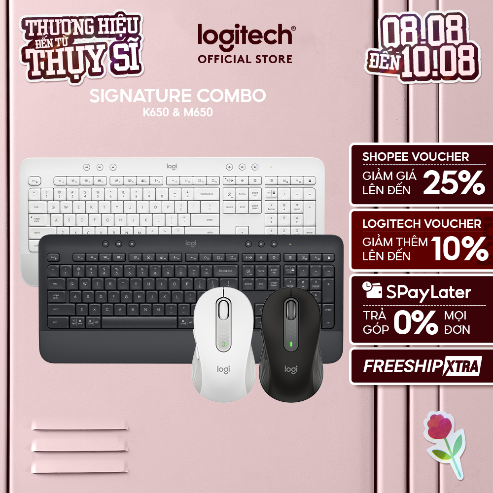 Combo Bàn phím Logitech K650 & Chuột Logitech M650 - Bluetooth, USB Bolt