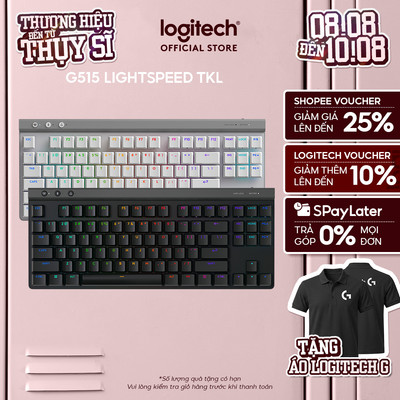 Bàn phím Gaming Không dây Low profile Logitech G515 LIGHTSPEED TKL - LIGHTSYNC RGB, Keycaps PBT