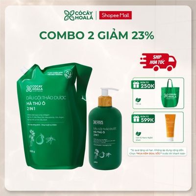 [HỎA TỐC] [COMBO REFILL] Dầu Gội Xả Thảo Dược Cỏ Cây Hoa Lá Hà Thủ Ô 2in1 Hỗ Trợ Làm Giảm Gãy Rụng Và Mềm Mượt Tóc