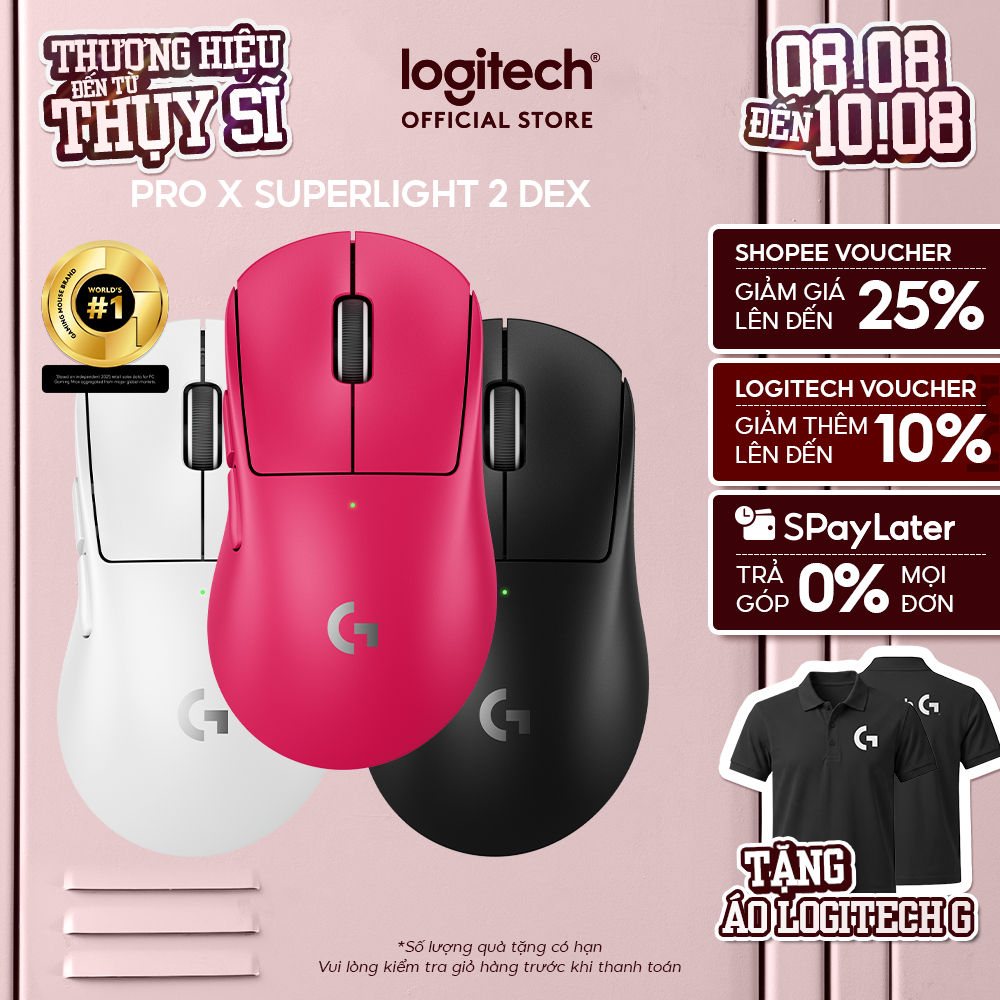 Chuột Gaming không dây Logitech G PRO X SUPERLIGHT 2 DEX LIGHTSPEED, Nhẹ 60g, Hero 2, 32k DPI, USB-C