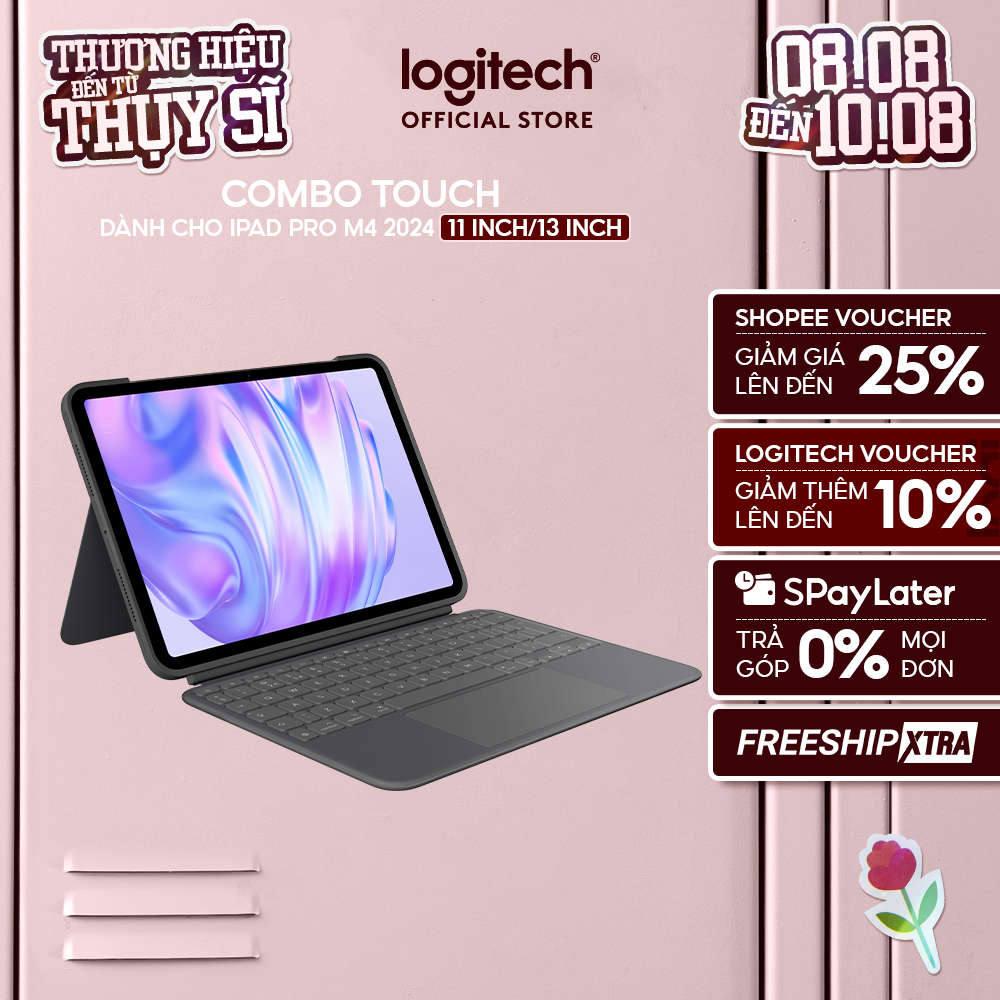 Bao da case iPad kiêm bàn phím Logitech Combo Touch cho iPad Pro 11 inch (M4) (2024) | iPad Pro 13 i