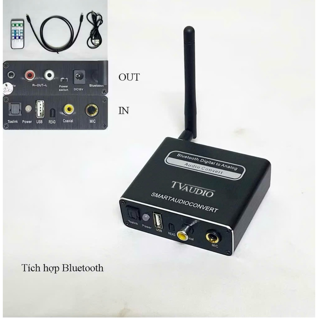 Hộp chuyển tín hiệu Coaxial Optical sang Audio có Bluetooth